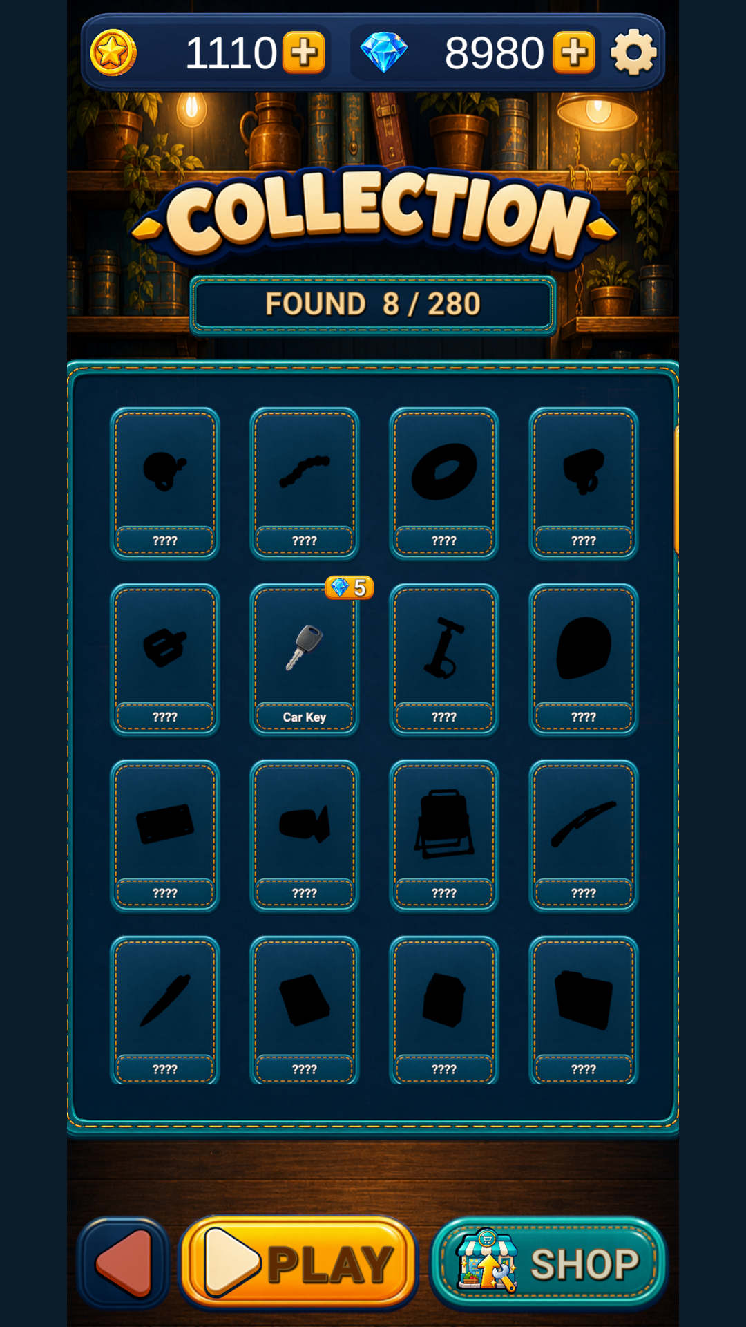 Falling Collection screen
