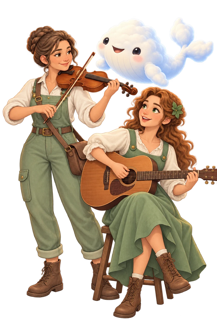 Musical artwork featuring Nora, June, and Pip